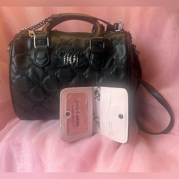 Juicy Couture Tie the Knot Black Liquorice Satchel /Crossbody Wallet Set - Picture 3 of 12